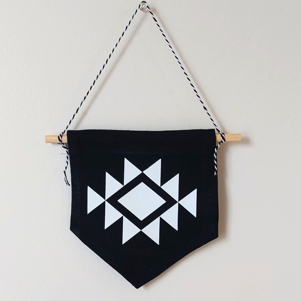 Small Geometric Wall Hanging - Black/White - Nursery or Home Decor